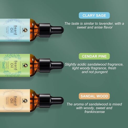 Men's Gift Kit, Beard Grooming Kit for Men, Beard Care Oil Cedarwood(2 pieces), Sandalwood, and Sage, Beard Balm, Beard Brush, Comb, Scissor, Storage Bag, E-Book, Beard Care & Trimming Set in Saudi Arabia