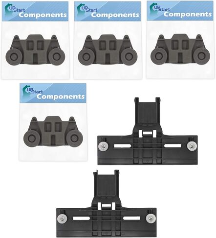 2 W10350376 Top Rack Adjuster & 4 W10195416 Lower Dishwasher Wheel Replacement for KitchenAid KUDS30FXSS5 Dishwasher - Compatible with W10350376 Rack Upper Top Adjuster & W10195416 Dishrack Wheel Kit in Saudi Arabia