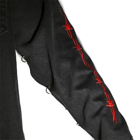 Mens Gothic Jacket Casual Harajuku Demon Hunter Skull Black Denim Jacket Coat in Saudi Arabia