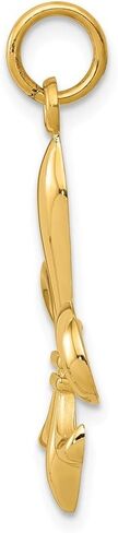 Solid 14k Yellow Gold Fleur De Lis Charm Pendant - 30mm x 18mm in Saudi Arabia