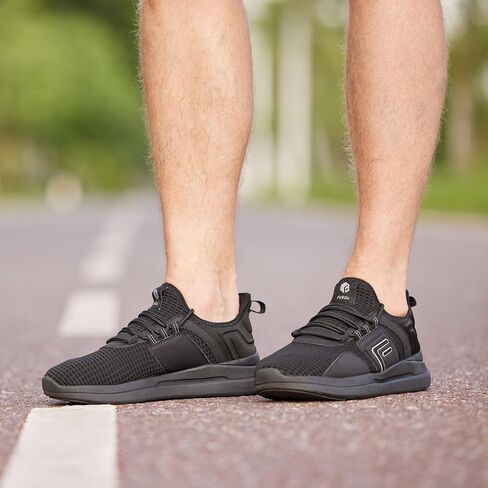FitVille Wide Sneakers for Men Road Running Athletic Shoes with Wide Toe Box - Fresh Core (Black, 13 Wide) in Saudi Arabia