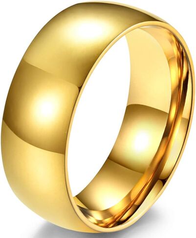 Fashion Month Mens Womens 4mm 6mm 8mm Titanium Stainless Steel Gold Wedding Band Engagement Dome Ring High Polished in Saudi Arabia