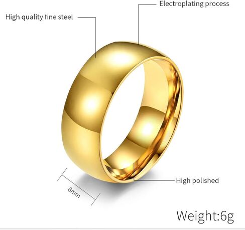 Fashion Month Mens Womens 4mm 6mm 8mm Titanium Stainless Steel Gold Wedding Band Engagement Dome Ring High Polished in Saudi Arabia