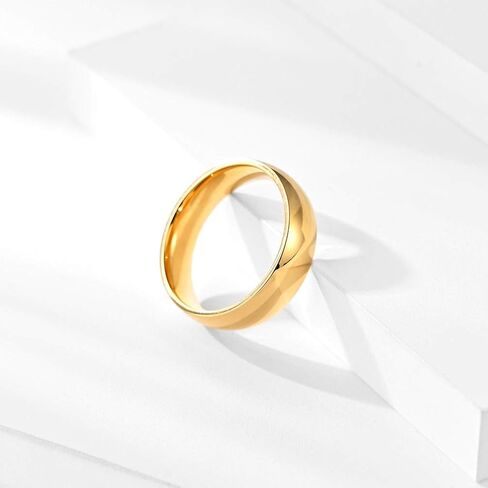 Fashion Month Mens Womens 4mm 6mm 8mm Titanium Stainless Steel Gold Wedding Band Engagement Dome Ring High Polished in Saudi Arabia