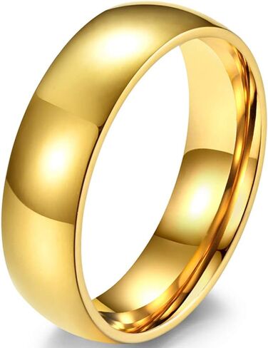 Fashion Month Mens Womens 4mm 6mm 8mm Titanium Stainless Steel Gold Wedding Band Engagement Dome Ring High Polished in Saudi Arabia