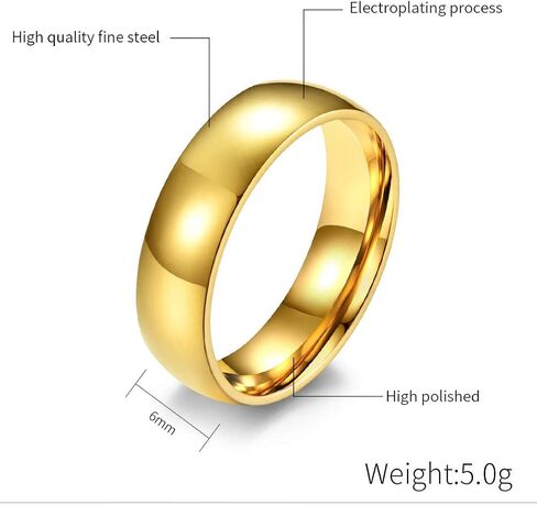 Fashion Month Mens Womens 4mm 6mm 8mm Titanium Stainless Steel Gold Wedding Band Engagement Dome Ring High Polished in Saudi Arabia