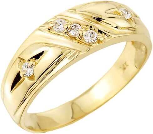 Men's 14k Yellow Gold 5-Stone Diamond Wedding Ring Band in Kuwait