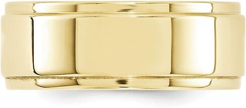 Solid 10k Yellow Gold 8mm Men's Flat with Step Edge Plain Classic Wedding Band Ring in Saudi Arabia