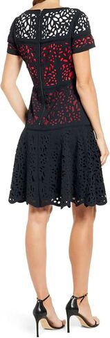 Shani - Ombre Fit and Flare Laser Cutting Dress in Kuwait