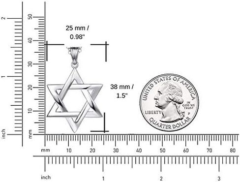 FANCIME White Gold Plated 925 Sterling Silver Polished Shiny Big Large Star Of David Pendant Necklace Silver Jewelry for Mens Boys, With 24 Inch Durable Lobster Clasp Rolo Chains in Saudi Arabia