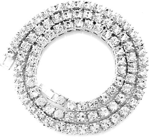 HH BLING EMPIRE Gold Silver Iced Out Diamond Tennis Chain Necklace for Men Women, Rhinestone Tennis Necklaces for Women and Teens, Tennis and Cuban Link Chains 18-30 Inches in Saudi Arabia