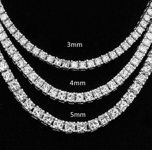 HH BLING EMPIRE Gold Silver Iced Out Diamond Tennis Chain Necklace for Men Women, Rhinestone Tennis Necklaces for Women and Teens, Tennis and Cuban Link Chains 18-30 Inches in Saudi Arabia