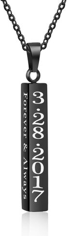 Love Jewelry Personalized Couple Stainless Steel Necklace Engraved Initial Name Vertical Bar Necklace Birthday Gift in Kuwait