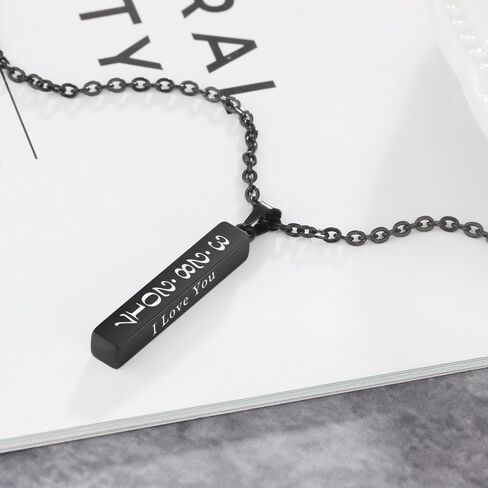 Love Jewelry Personalized Couple Stainless Steel Necklace Engraved Initial Name Vertical Bar Necklace Birthday Gift in Kuwait