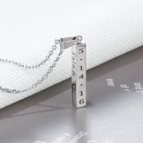 Love Jewelry Personalized Couple Stainless Steel Necklace Engraved Initial Name Vertical Bar Necklace Birthday Gift in Saudi Arabia