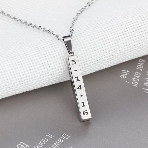 Love Jewelry Personalized Couple Stainless Steel Necklace Engraved Initial Name Vertical Bar Necklace Birthday Gift in Saudi Arabia