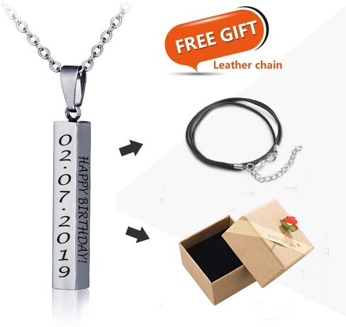 Love Jewelry Personalized Couple Stainless Steel Necklace Engraved Initial Name Vertical Bar Necklace Birthday Gift in Saudi Arabia