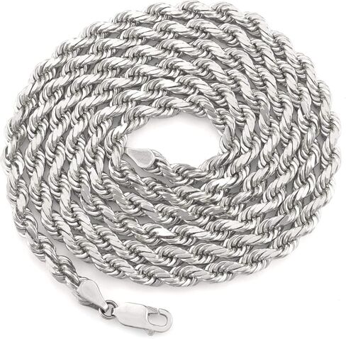 Verona Jewelers Mens Italian 925 Sterling Silver Diamond Cut Rope Chain Necklace, 5MM, 6MM, 7.5MM,8.5MM- Mens Rope Chain, Sterling Silver Rope Chain Necklace For Men, Mens Rope Chain Bracelet in Saudi Arabia