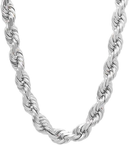 Verona Jewelers Mens Italian 925 Sterling Silver Diamond Cut Rope Chain Necklace, 5MM, 6MM, 7.5MM,8.5MM- Mens Rope Chain, Sterling Silver Rope Chain Necklace For Men, Mens Rope Chain Bracelet in Saudi Arabia