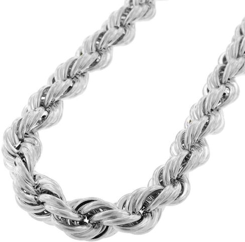 Verona Jewelers Mens Italian 925 Sterling Silver Diamond Cut Rope Chain Necklace, 5MM, 6MM, 7.5MM,8.5MM- Mens Rope Chain, Sterling Silver Rope Chain Necklace For Men, Mens Rope Chain Bracelet in Saudi Arabia