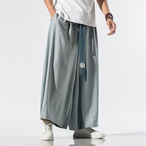 Japanese Traditional Samurai Style Kimono Loose Casual Wide Leg Pants For Men in Saudi Arabia