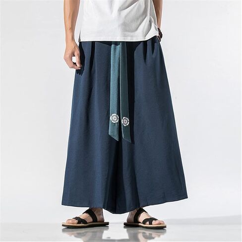 Japanese Traditional Samurai Style Kimono Loose Casual Wide Leg Pants For Men in Saudi Arabia