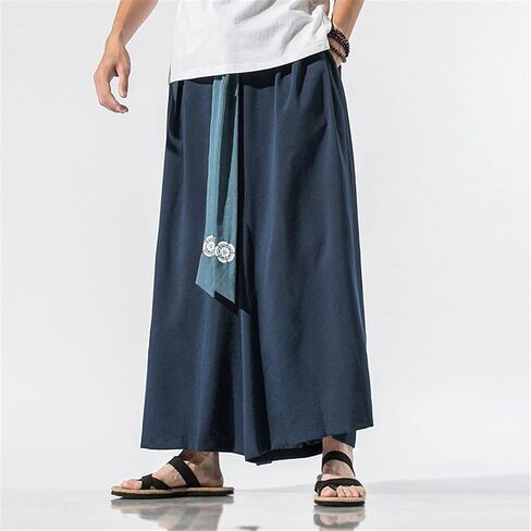 Japanese Traditional Samurai Style Kimono Loose Casual Wide Leg Pants For Men in Saudi Arabia