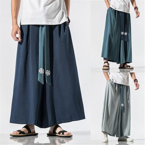 Japanese Traditional Samurai Style Kimono Loose Casual Wide Leg Pants For Men in Saudi Arabia