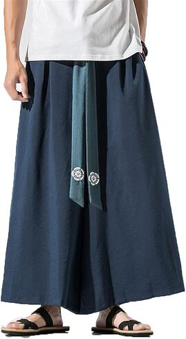 Japanese Traditional Samurai Style Kimono Loose Casual Wide Leg Pants For Men in Saudi Arabia