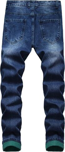 chouyatou Men's Color Block Frayed Holes Lightweight Distressed Ripped Jeans Denim Pant in Saudi Arabia