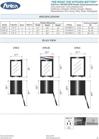 Atosa CTD-3 Countertop Merchandisers Refrigerator Display 3 cu.ft. in Saudi Arabia