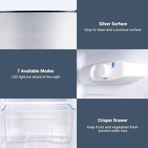 1256 Compact Refrigerator 3.2 Cu.Ft, 2-Door Mini Fridge With Freezer, Energy Saving, LED Inside, Low Noise, Upright Fridge Suitable For Apartment, Office Or Dorm-MVSFD321 in Kuwait