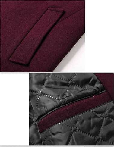 Mens Wool Blend Trench Coat Stand Collar Single Breasted Business Pea Coats Stylish Mid-Length Overcoat Jacket in Kuwait