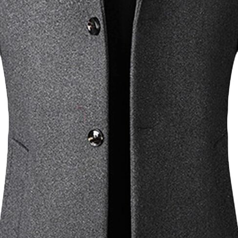 Mens Wool Blend Trench Coat Stand Collar Single Breasted Business Pea Coats Stylish Mid-Length Overcoat Jacket in Kuwait