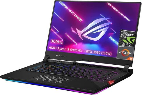 ASUS ROG Strix Scar 15 (2021) Gaming Laptop, 15.6" 300Hz IPS Type FHD Display, NVIDIA GeForce RTX 3080 (130W ), 8-core AMD Ryzen 9 5900HX，Windows 10 Home, with HDMI Cable (64GB RAM | 2TB PCIe SSD) in Saudi Arabia