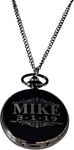 1 Personalized Pocket Watch - Customized Wedding Gifts - Engraving, Box, & Chain is Included, Comes in 5 Colors - Custom Made Free Shipping in Saudi Arabia