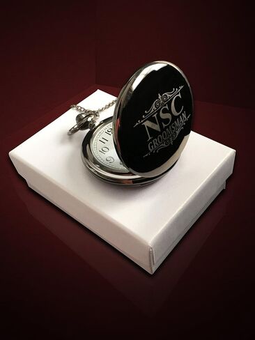 1 Personalized Pocket Watch - Customized Wedding Gifts - Engraving, Box, & Chain is Included, Comes in 5 Colors - Custom Made Free Shipping in Saudi Arabia