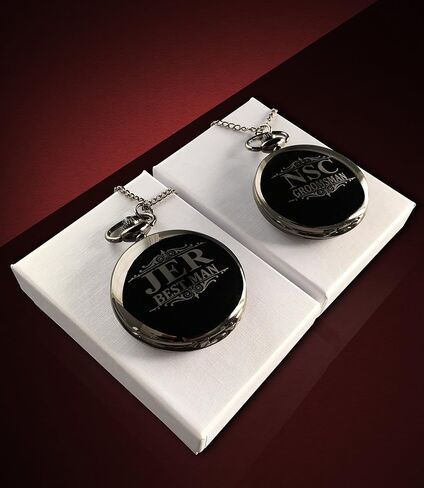 1 Personalized Pocket Watch - Customized Wedding Gifts - Engraving, Box, & Chain is Included, Comes in 5 Colors - Custom Made Free Shipping in Saudi Arabia