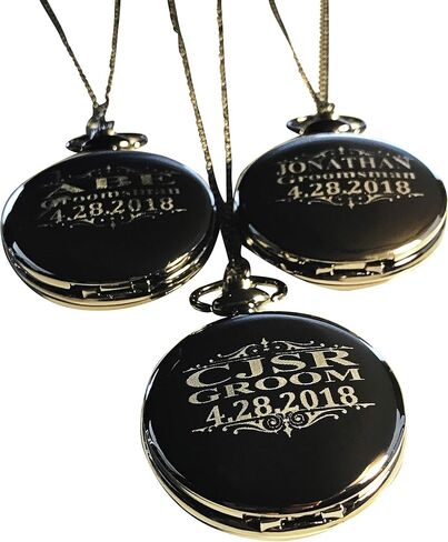 1 Personalized Pocket Watch - Customized Wedding Gifts - Engraving, Box, & Chain is Included, Comes in 5 Colors - Custom Made Free Shipping in Saudi Arabia