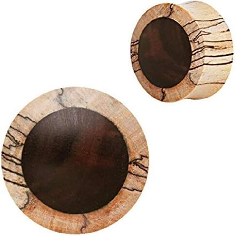 Covet Jewelry Organic Crocodile Wood Saddle Plug with Ebony Inlay in Saudi Arabia