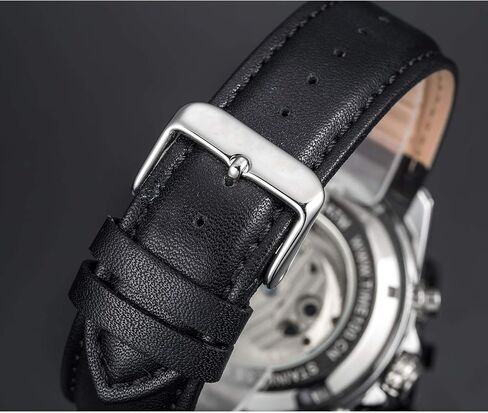 ساعة SURVAN WatchDesigner للرجال أوتوماتيكية ذات منطقة زمنية مزدوجة وهيكل عظمي ميكانيكي وحزام جلدي أصلي in Saudi Arabia