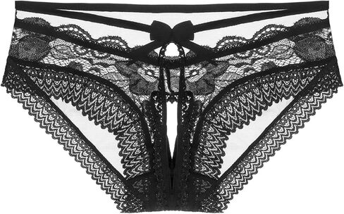 Jhaoyu Men's Front Floral Lace Back See Through Mesh Briefs Sissy Panties Hollow Out Underwear Bowknot Panty in Kuwait