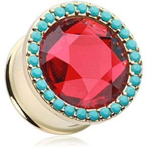 Golden Sparkle Turquoise Ear Gauge Plug in Kuwait