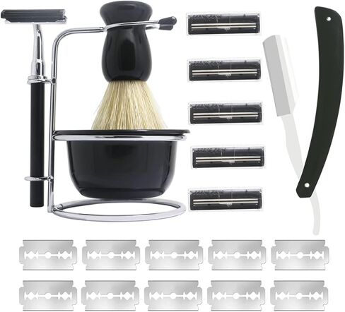 20-piece Shaving Brush Set,includes Badger Shaving Brush, Safety Razor Kit, Double Edge Blades, Soap Bowl Mug For Men, Perfer For Gift Barbershop, Daily Use in Saudi Arabia