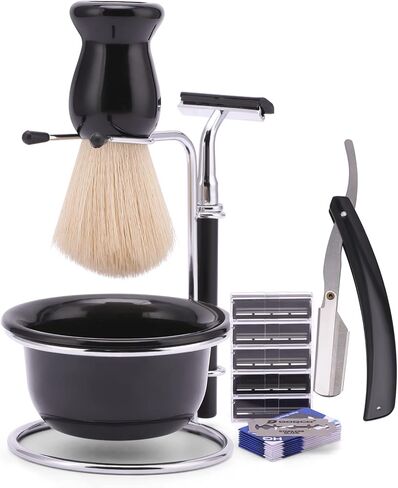 20-piece Shaving Brush Set,includes Badger Shaving Brush, Safety Razor Kit, Double Edge Blades, Soap Bowl Mug For Men, Perfer For Gift Barbershop, Daily Use in Saudi Arabia