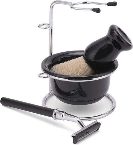 20-piece Shaving Brush Set,includes Badger Shaving Brush, Safety Razor Kit, Double Edge Blades, Soap Bowl Mug For Men, Perfer For Gift Barbershop, Daily Use in Saudi Arabia