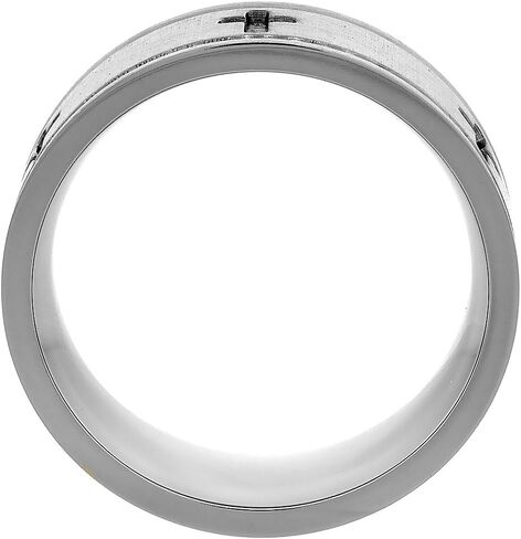 8mm Titanium Wedding Band Cross Ring Deep Carving Grooved Edges Flat Comfort Fit Sizes 6-14 in Kuwait