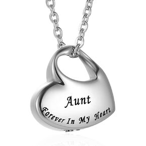 VIUJUH Cremation Urn Necklace for Ashes Urn Jewelry,Forever in My Heart Carved Locket,Stainless Steel Keepsake Waterproof Memorial Pendant for mom & dad Free Filling Kit in Saudi Arabia