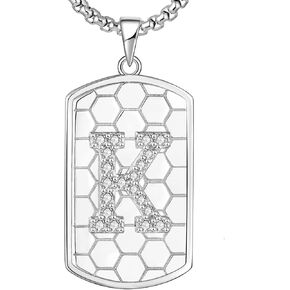 YL Initial A-Z Letter Pendant Necklace Sterling Silver Mens Capital Letter Jewelry Stainless Steel Rolo Chain 24inch in Kuwait
