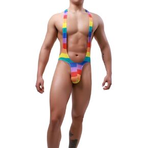 جديد 2022 من MuscleMate، بدلة مفردة للرجال، بدلة قفز رجالية من Rainbow Pride Hot، بدلة مصارعة للرجال. in Saudi Arabia